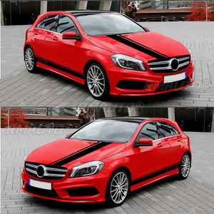 5 pegatinas de vinilo con rayas de carreras para capó y espejos retrovisores de coche, calcomanías deportivas para carrocería de automóviles, accesorios de bricolaje para coches. - Product Image 3