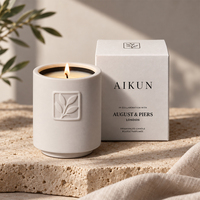 Bougie parfumée AIKUN en céramique gaufrée blanc mat avec mèche unique, boîte cadeau personnalisée pour la décoration intérieure