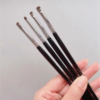 Ensemble de pinceaux de maquillage professionnels SFM personnalisés pour le visage et les yeux - Pinceaux pour fard à paupières, sourcils, teinture et anticernes, poils naturels, 4 pièces