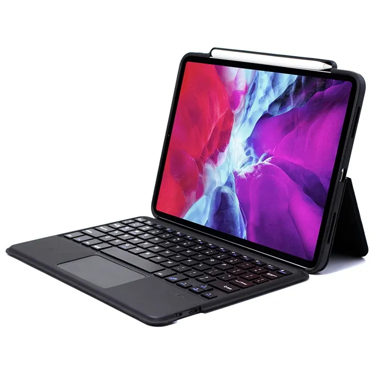 Newest Shockproof Flip PU Leather Pencil Holder Wireless Cover Tablet Keyboard Case Touchpad iPad Pro Keyboard Case