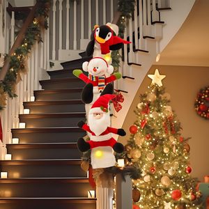 DIY Christmas Staircase Railing Decoration Set Soft Faux <strong>Snow</strong> <strong>Blanket</strong> with Plush Dolls Santa Figurines for Home Mall Winter - Product Image 2