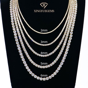 Wholesale Men <b>Women</b> 2-6mm 16-24in Gold Plated S925 <b>Sterling</b> <b>Silver</b> Tennis Hiphop Necklace Jewelry Vvs Mossanite Moissanite <b>Chain</b> - Product Image 3