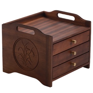Walnut Wood Multi Layer Tea Cake <b>Box</b> <b>Drawer</b> Type High End Household <b>Storage</b> For Pu Erh White Tea Rectangular Standing - Product Image 5