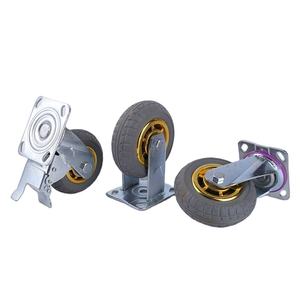 Roulette en caoutchouc <span class=keywords><strong>de</strong></span> <span class=keywords><strong>roue</strong></span> industrielle <span class=keywords><strong>de</strong></span> machinerie lourde <span class=keywords><strong>de</strong></span> 4 pouces avec frein - Product Image 1