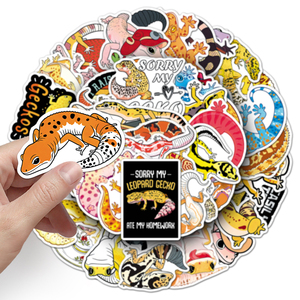 50 autocollants mignons de gecko léopard, autocollants en vinyle de lézard de dessin animé <span class=keywords><strong>Kawaii</strong></span> pour ordinateur portable et bouteille d'eau, autocollants esthétiques pour animaux de compagnie sans répétition - Product Image 6