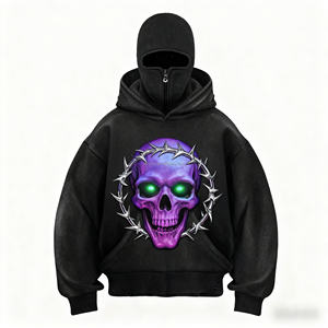 Sudadera con Capucha Unisex de Forro Polar Grueso, Ecológica, 100% Algodón, 330g, con Cierre y Bordado, Impresión DTG DTF Personalizada de Moda - Product Image 3