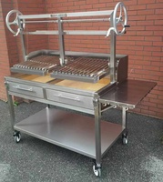 Barbecue à charbon de bois en acier inoxydable de 48 pouces avec double zone de température, nouveau design, avec panier à charbon et grille chauffante, barbecue argentin