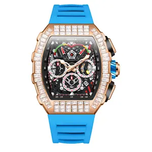 ONOLA品牌6826F新款时尚热卖方形钻石男士奢华手表女士品牌男士自动手表