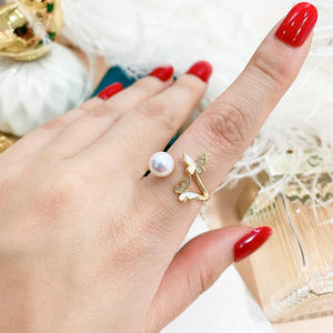 10023 <b>DIY</b> Silver Jewelry Holder S925 Silver Ring with 7-9mm Round Flat and Butterfly <b>Accessory</b> Stand in <b>Bag</b> Sizes 6mm & 8mm - Product Image 3