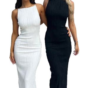 Robes Décontractées Sexy à Col Halter et Lignes Tridimensionnelles pour Femmes, Qualité Supérieure, Personnalisables en Gros (OEM) - Product Image 4