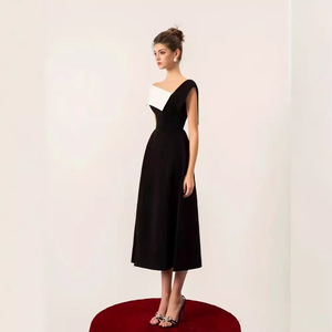 Elegante señoras hombro oblicuo cintura delgada largo Maxi plisado imperio translúcido volantes mujeres elegante dulce sólido - Product Image 3