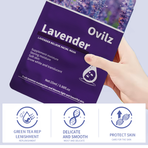 Ovilz Fabrikpreis Bio Grüner Tee Gesichtsmaske Tiefenhydrierende Baumwoll Gesichts Feuchtigkeitspflege Botanische Pflegemasken - Product Image 5