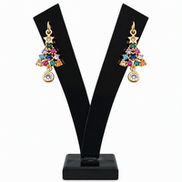 Boucles d'oreilles pendantes QX personnalisées en argent sterling 925, motif sapin de Noël, plaquées or, avec zircons cubiques multicolores, bijoux en gros