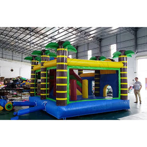 Brincolín Inflable con Diseño de Jungla Tropical, con Columnas de Palmeras y Tobogán Azul, para Niños, Juegos al Aire Libre y Fiestas de <span class=keywords><strong>Cumpleaños</strong></span> - Product Image 4