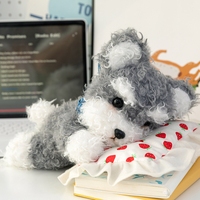 Peluche Schnauzer en Gros, Jouet en Peluche Chiot aux Poils Bouclés avec Squelette Interne, Décoration Maison, Cadeau Compagnon pour Enfants