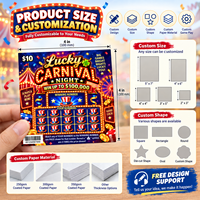 Billets de loterie à gratter personnalisés, format mini, thème carnaval, impression couleur vernie brillante, anti-contrefaçon, avec récompense instantanée