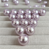 Perles en verre demi-percées couleur lavande, imitation perle, pour la fabrication de bijoux et boucles d'oreilles DIY