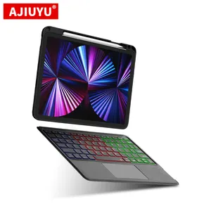AJIUYU魔术键盘适用于iPad Pro 12.9英寸3 4 5 5 2021 2018 2020 Pro12.9键盘外壳触摸背光平板电脑智能盖