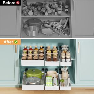 3 Pack Metal Pull Out Cabinet Organizer Kitchen and Bathroom Slide Out Drawers with Storage <strong>Shelf</strong> <strong>Box</strong> Packed - Product Image 5