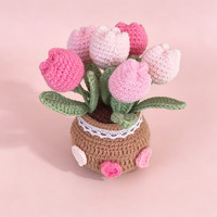 CLTF Fleurs au crochet en pot : Tournesol, Tulipe, Marguerite. Cadeau pour la Saint-Valentin et la Fête des Mères.