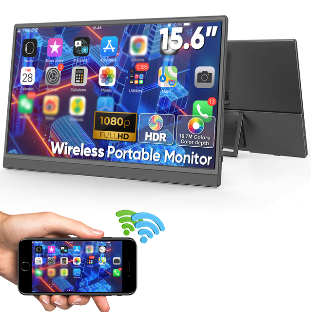 SIBOLAN 15.6 Inch Wireless WiFi Portable Laptop Extended Screen Monitor Full HD IPS LCD Screen Computer Portable Display