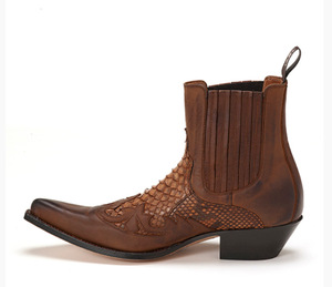 Men's Genuine Leather Ankle <b>Boots</b> Pointed Toe Slip-On Animal Print <b>Boots</b> Anti-Slippery Rubber Outsole All Seasons Wholesale - Product Image 3