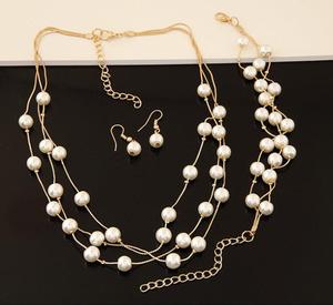 Moda gioielli di perle <span class=keywords><strong>set</strong></span> di Tre strati Collana di perle orecchini e bracciale <span class=keywords><strong>set</strong></span> CM9341 - Product Image 4