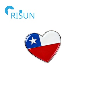 工厂批发定制智利圣地亚哥旅游纪念品磁铁别针徽章金属智利地图国旗国徽胸针别针 - Product Image 3