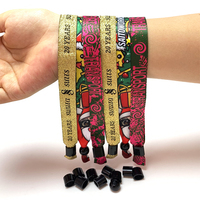 Bracelets promotionnels en tissu polyester pour festivals, largeur de bande 10 mm, bracelets en tissu argent et or avec logo personnalisé