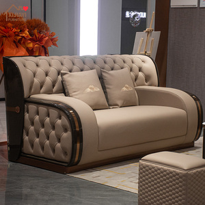 Ensemble de canapés modulaires 1 <span class=keywords><strong>2</strong></span> 3 places en cuir Nappa avec structure en bois massif de style italien haut de gamme pour salon de villa - Product Image 2