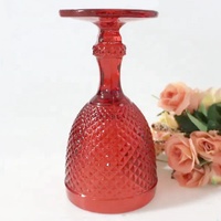 LANGXU Vente en gros de gobelets à vin médiévaux en verre pressé de couleur bleu eau rose vert