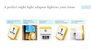 Adaptateur de voyage universel Dongyi Travel Essentials 3 voies, prise multi-prises, adaptateur de voyage 2A3C, 45 watts - Product Image 4