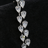 Bracelet tennis en moissanite GRA VVS en forme de poire, en argent sterling 925, minimaliste, double rangée, avec moissanites en goutte d'eau
