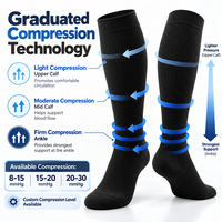 Chaussettes de compression graduée en coton personnalisées 15-20 mmHg, hauteur genou, soutien orthopédique, fabricant OEM sous marque privée