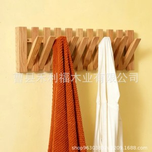Wooden Coat Rack Foldable Solid Wood Wall Hook <b>Storage</b> Shelf For <b>Clothes</b> And Bags 41cm X 21cm - Product Image 4