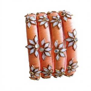 Bracelets ethniques plaqués or avec zircon floral pour femmes, bijoux de mariage en alliage, couleurs rose, bleu, orange, turquoise, marron, argent - Product Image 4