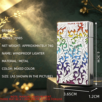 Briquet à gaz butane FJ985, coloré, motif Fleur de la Fortune, sonore, en métal, à flamme ouverte, coupe-vent, cadeau d'affaires
