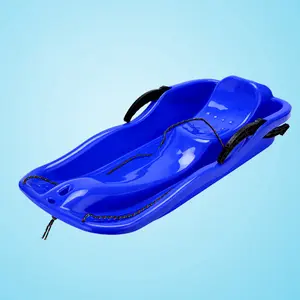 HDPE Plastic Snow Sledge With Pulling Rope And Stop Brake Design Toboggan Snow Sled