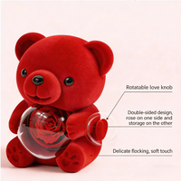 Boîte à collier avec ours en peluche et fleur de savon rose éternelle rotative, nouveau style romantique pour la Fête des Mères, pour dropshipping