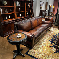 Amerikanischer Stil Echtleder-Sofa 321 Kombination Hotel Schlafzimmer Sofa-Set Möbel Wohnzimmer 6-teiliges Set Luxus-Hotel-Sofa