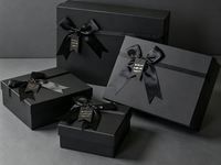 Boîte cadeau rigide noire de luxe personnalisée avec couvercle, emballage en carton recyclable pour parfum, cadeaux d'anniversaire, souvenirs