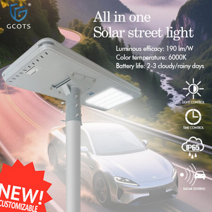 Farola Solar LED Integrada IP65 Impermeable de Alto Brillo con Batería de Litio Ferrofosfato Nueva de 6000K - Product Image 1
