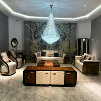 Ensemble de canapés modernes pour villa, imitation cuir, cadre en placage de bois foncé, écologique, imperméable, haute qualité, facile à nettoyer, meubles pour la maison