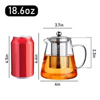 Théière en verre borosilicate de 18,6 oz, compatible avec les plaques de cuisson, bouilloire à thé transparente avec infuseur amovible en acier inoxydable pour thé en feuilles