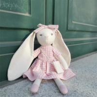 Cadeau de Noël OEM/ODM, tissu en lin très doux, coton PP, lapin en peluche brodé, jouet en peluche lapin aux longues oreilles pour Pâques