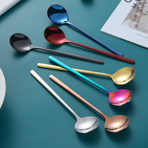 Cuchara de Acero Inoxidable 304 con Mango Largo para Café, Helado, Miel, Nido de Pájaro, Color Sólido, Lavable, para Fiestas - Product Image 3