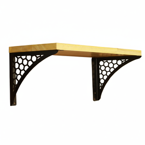 Estante de pared hexagonal grande de madera negra, elegante estantería decorativa flotante para sala de estar, dormitorio, baño - Product Image 4