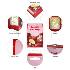 Sacs d'emballage personnalisés refermables à fond plat de qualité alimentaire avec fenêtre transparente pour dattes, jujubes, fruits secs et noix - Product Image 2