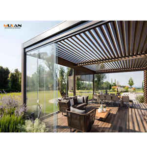 Pergola à toit en persienne étanche et personnalisée Porte coulissante en verre et aluminium Bioclimatique motorisée pour l'extérieur <span class=keywords><strong>MULAN</strong></span> PG006 Garantie <span class=keywords><strong>de</strong></span> 3 ans - Product Image 3