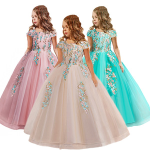 New Design Formal Eco-Friendly Summer Girls' Floral Dresses 12yr Children's Ankle-Length Ball Gown - Product Image 2